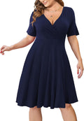 Ahlaray Womens Plus Size Faux Wrap Midi Dress with Pockets