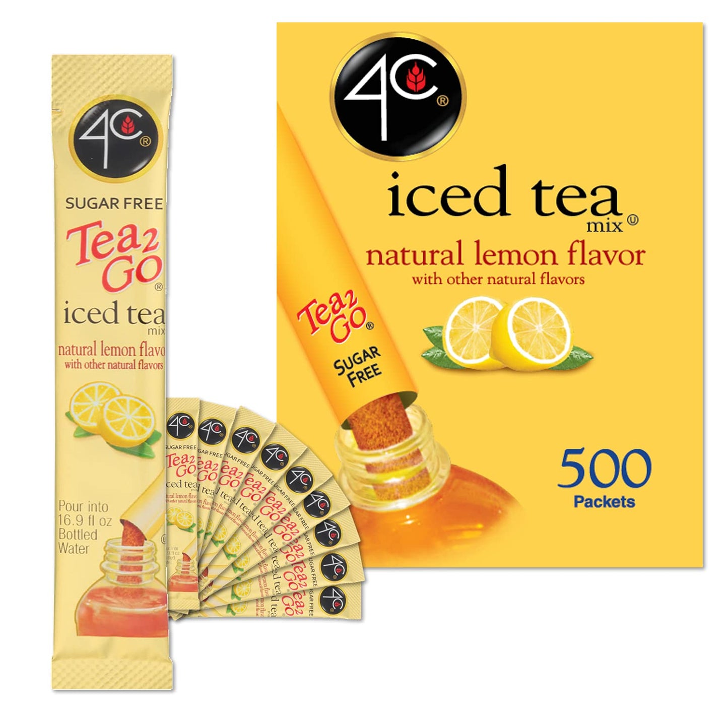 4C Powder Drink Stix Lemon Tea 500 Count Refreshing Flavor