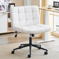 Ivory White Criss Cross Swivel Office Chair - Wide PU Seat