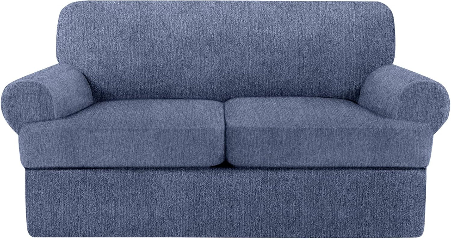T Cushion Loveseat Slipcover Set for 2 Cushion Sofa - Blue Gray