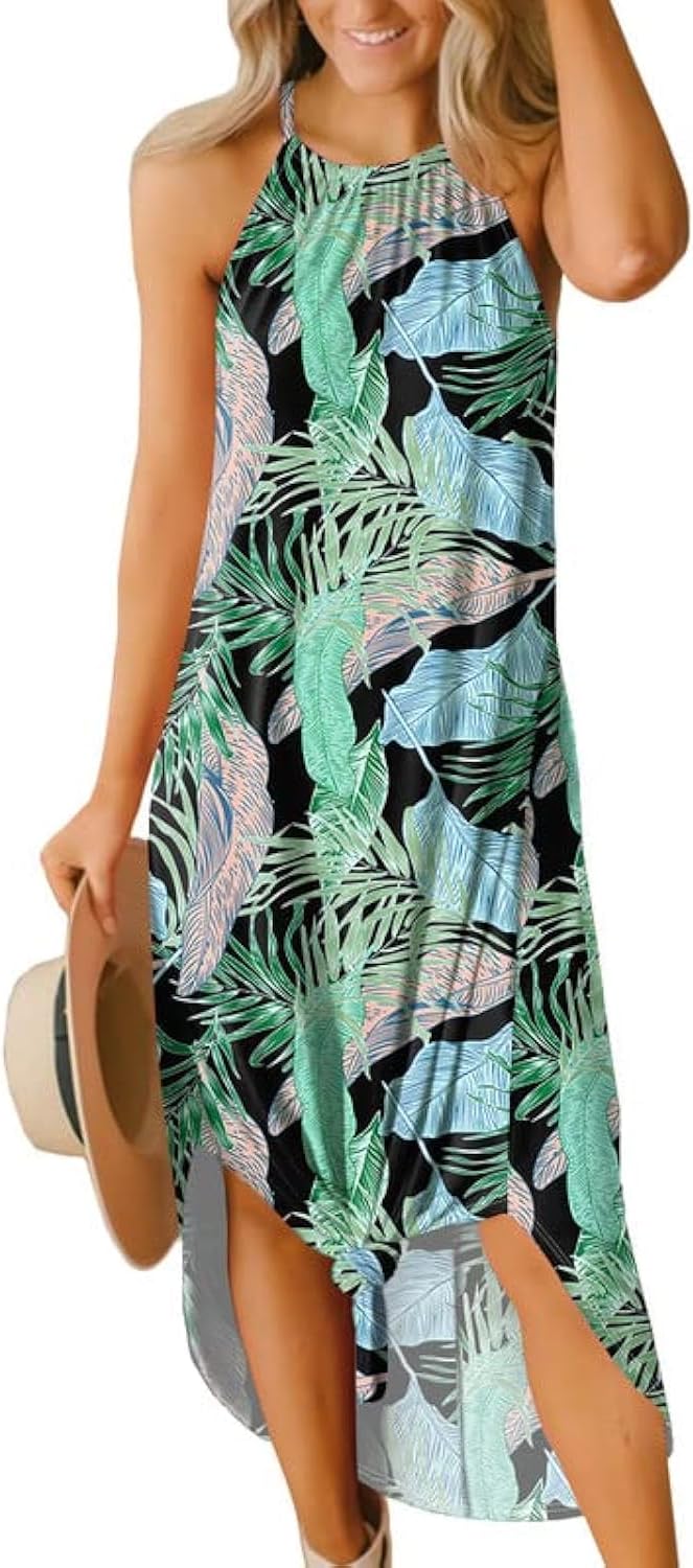 Summer Casual Halter Maxi Dress for Beach and Resort Wear