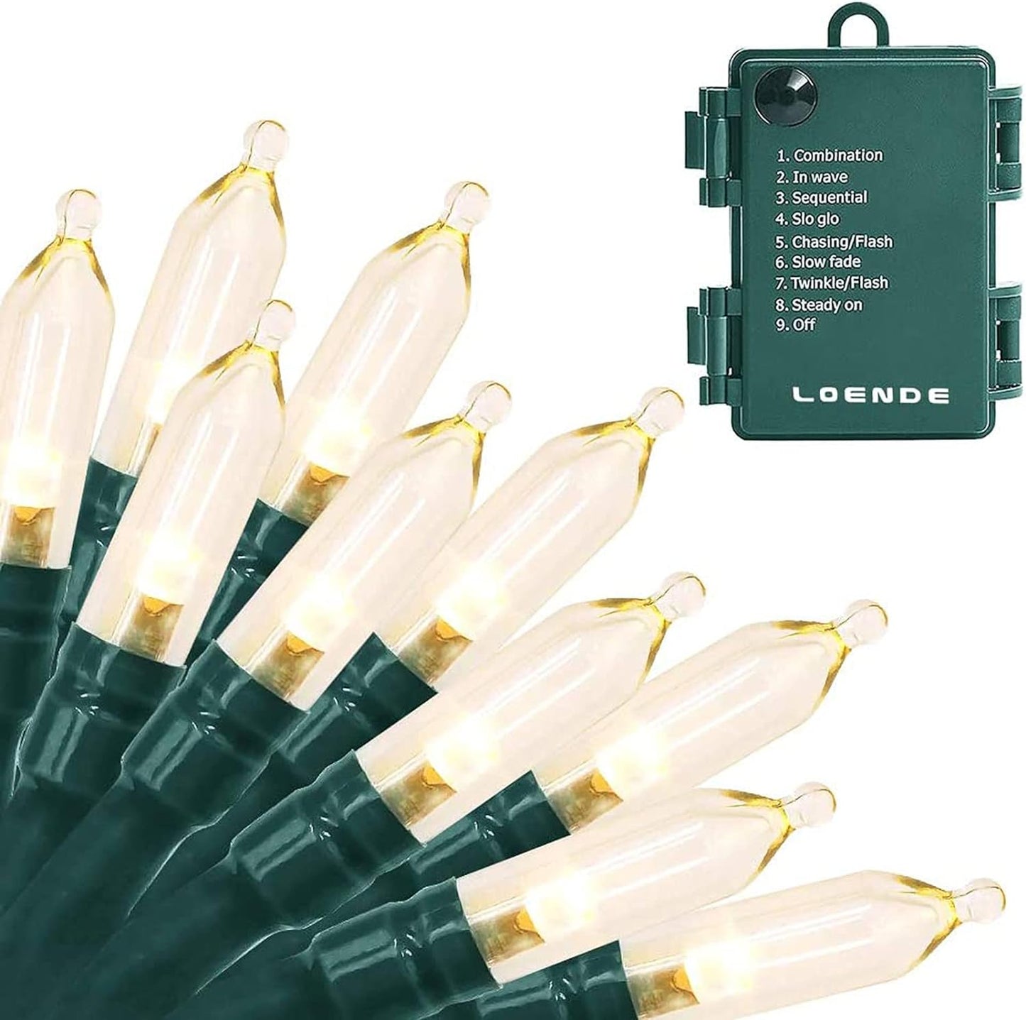LOENDE 18ft 50 LED Christmas Lights - 8 Modes Timer, Waterproof for Indoor/Outdoor