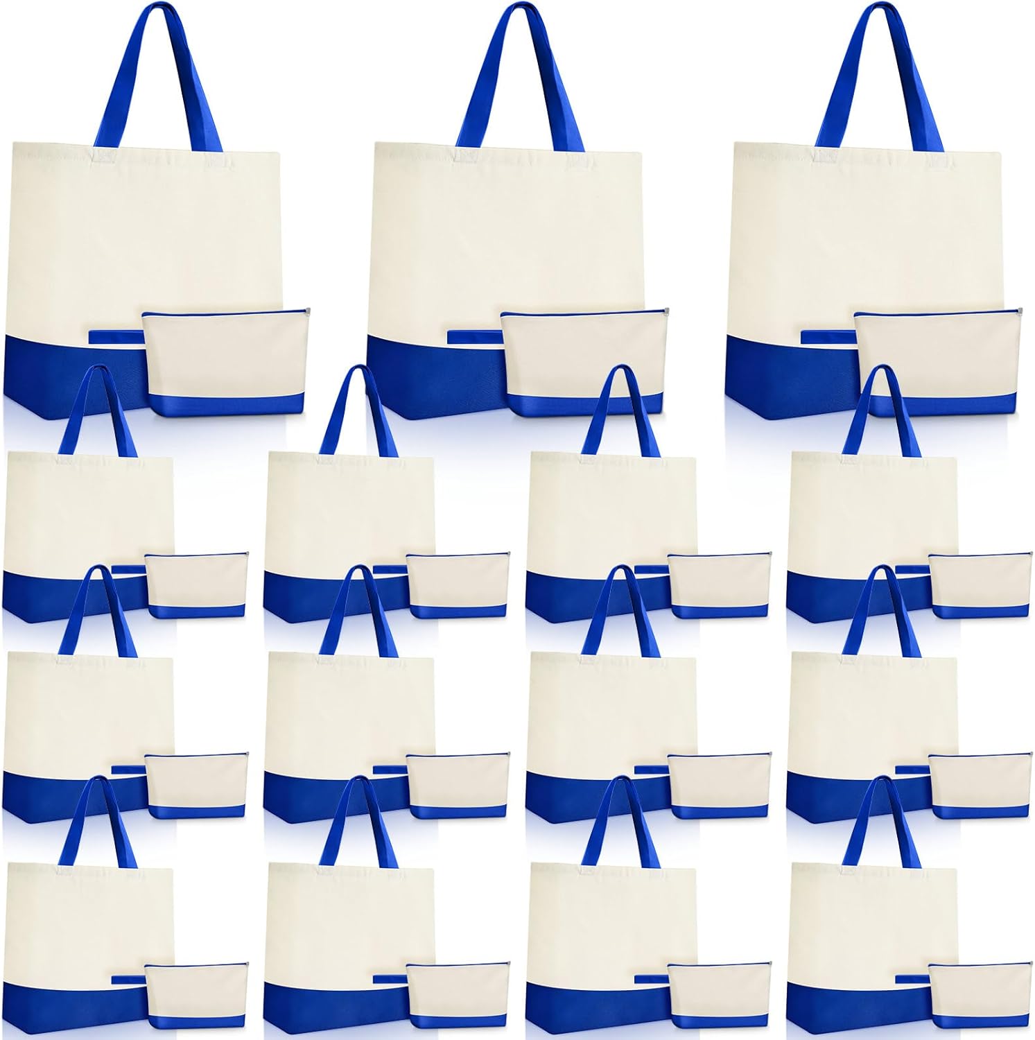 Sanwuta Canvas Tote Bags Bulk with Zipper Cosmetic Pouch