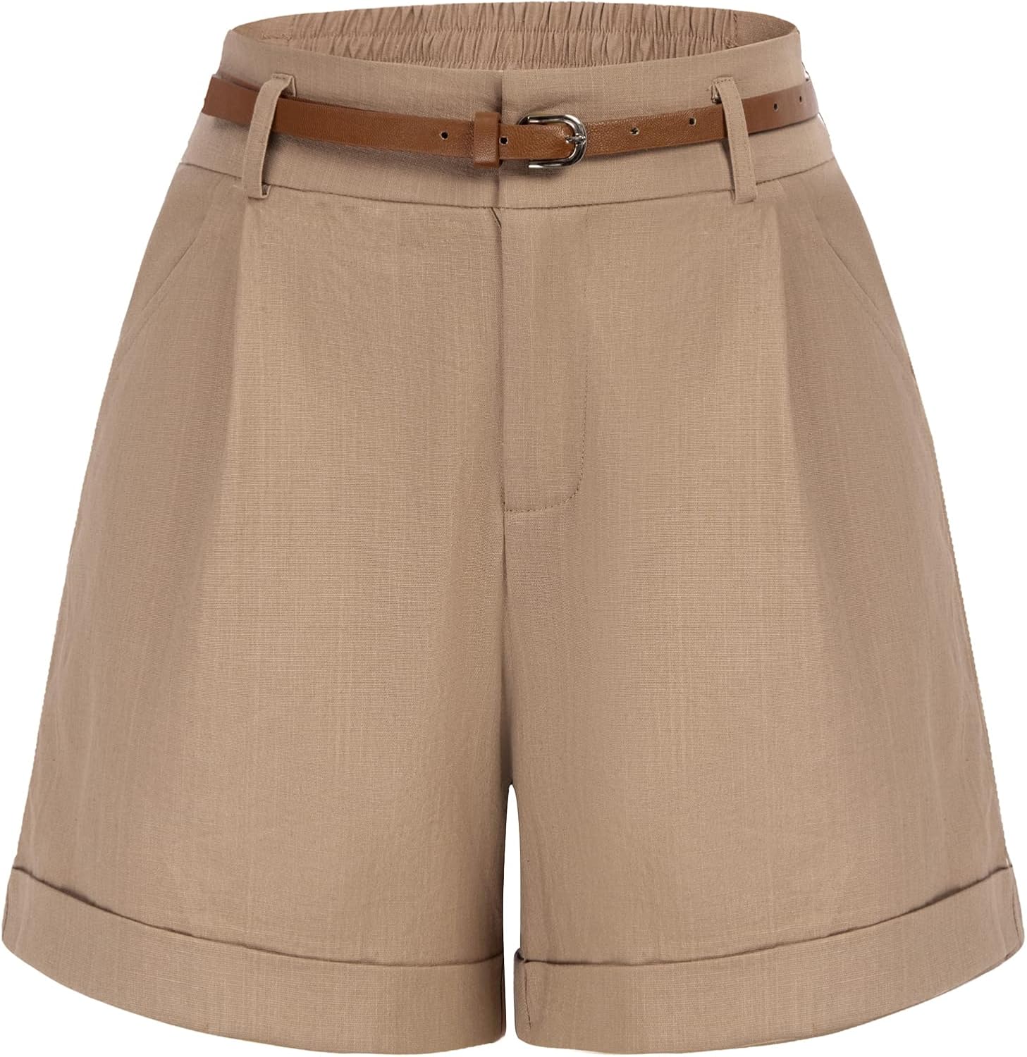 Belle Poque Women Bermuda Shorts with Elastic Waist & Pockets