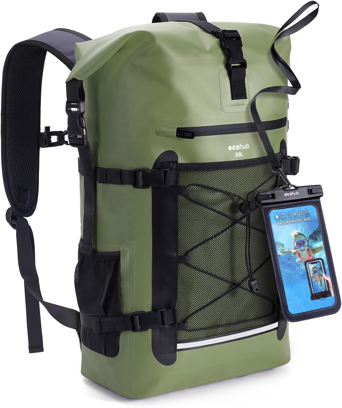 ECOHUB Waterproof Backpack for Travel - 30L Roll-Top Design