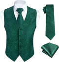 Men's 3-Piece Paisley Vest and Tie Set for Suit or Tuxedo