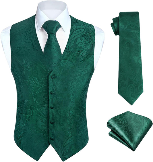 HISDERN Men's Vest Tie Set for Weddings and Formal Events
