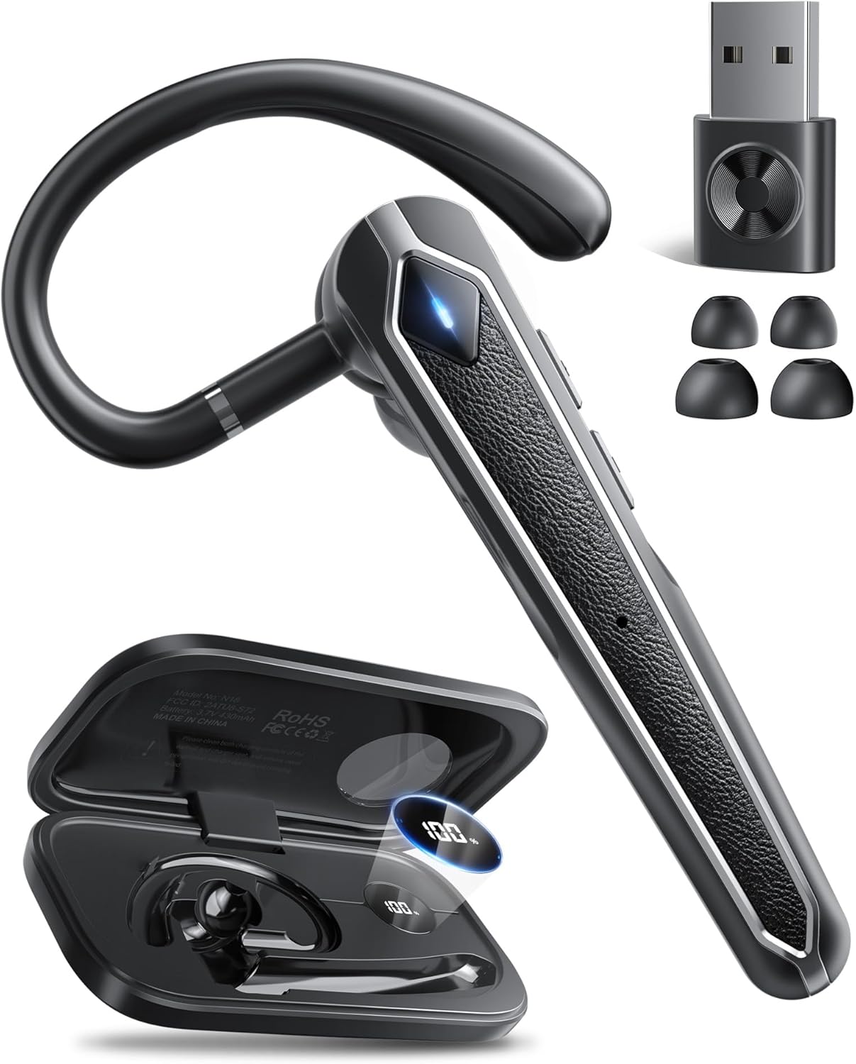 Bluetooth Headset V5.4 with Noise Canceling for Work and Travel