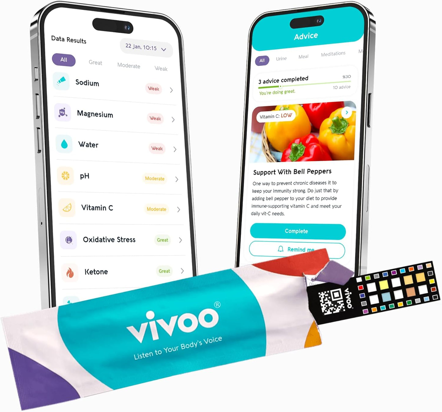 Vivoo Urine Test Strips for Keto, Hydration, and Wellness Tracking