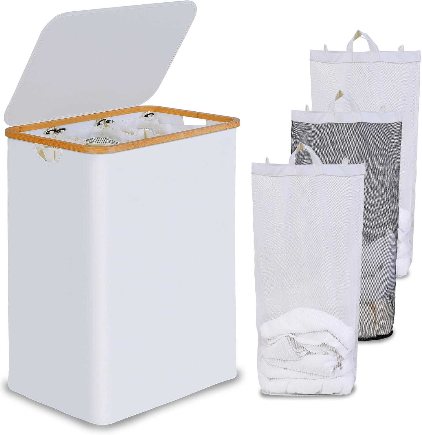 efluky Extra Large Laundry Hamper with Lid and Removable Bags
