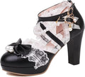 Kawaii Platform Heels for Women Lace Bow Pearl Mary Janes - Cute