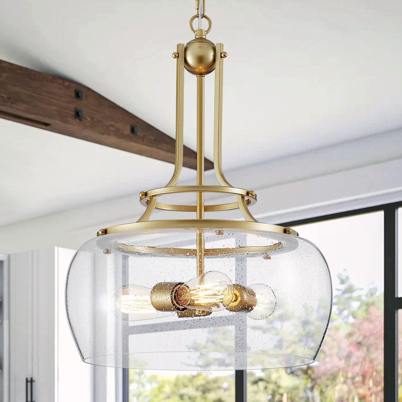 WUZUPS Chandelier Rustic Farmhouse Industrial Pendant Light Fixture