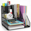 Desk Organizer with File Holder and 3 Tier Letter Trays - Compact