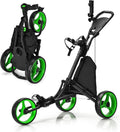 GYMAX Aluminum Golf Push Cart - Portable & Adjustable