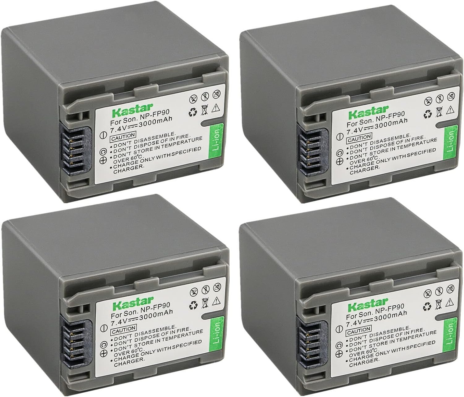 Kastar 4-Pack NP-FP90 / NP-FP91 Batteries for Sony Cameras
