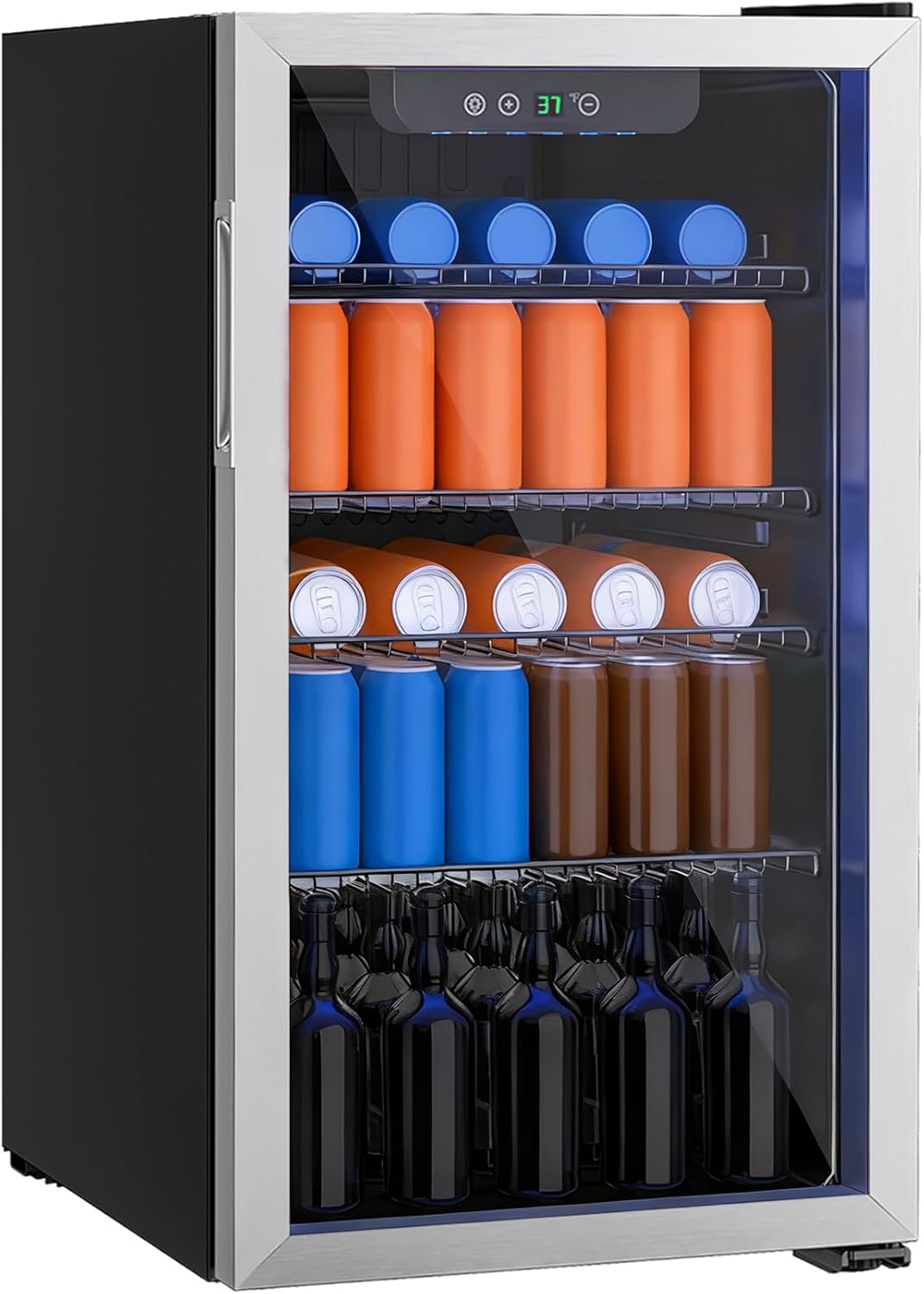 Compact Beverage Refrigerator for 126 Cans with Glass Door