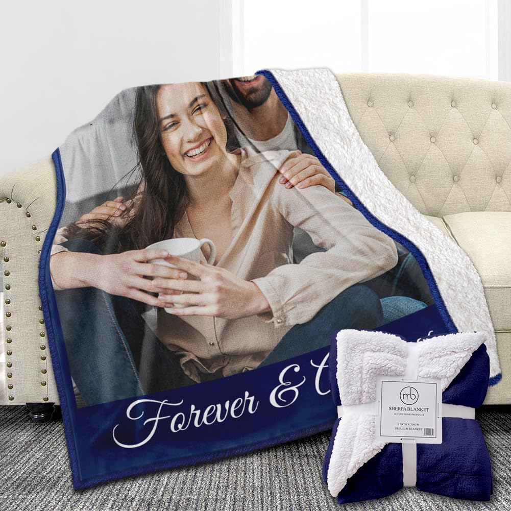 Custom Sherpa Fleece Blanket for Personalized Couples Gifts