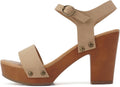 Women's Bold Buckles Studded Wedge Sandal - Trendy Suede Look