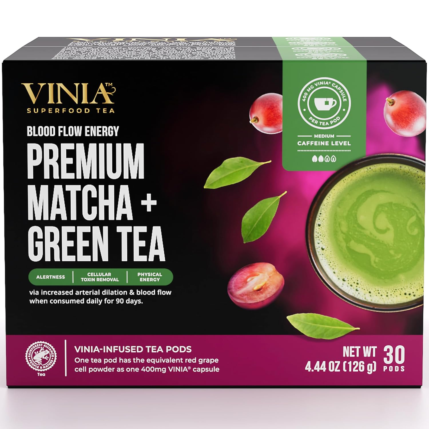 VINIA Premium Matcha Green Tea K-Cup Pods for Heart Health
