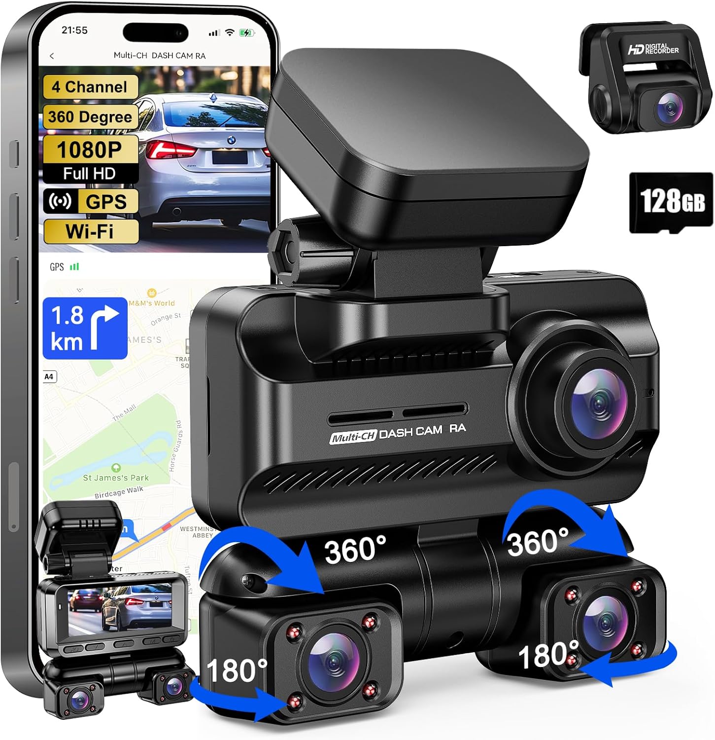 360 4K Dash Cam + Free 128GB Card!
