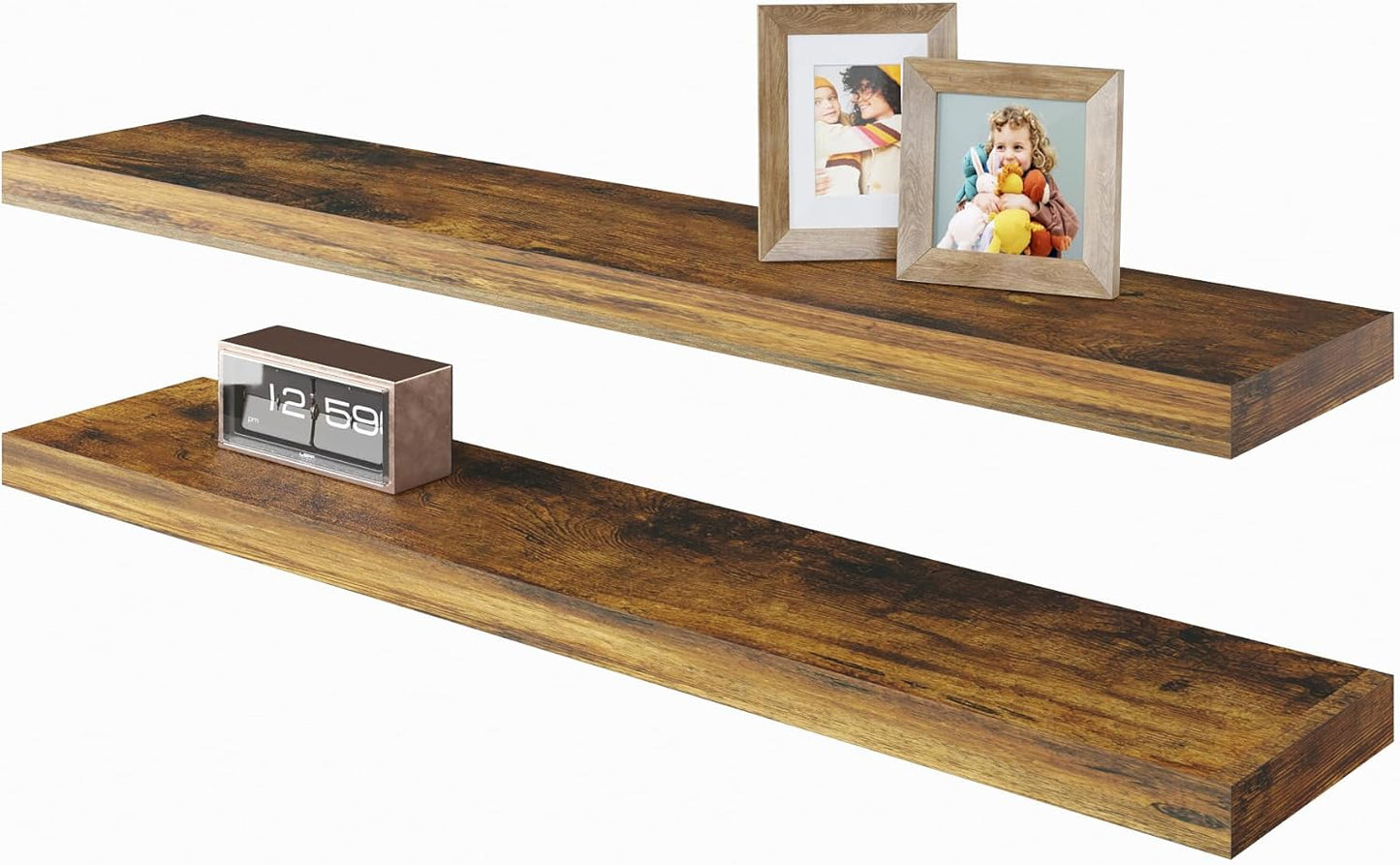 BAMEOS Floating Shelves Set of 2 for Wall Mounted Storage
