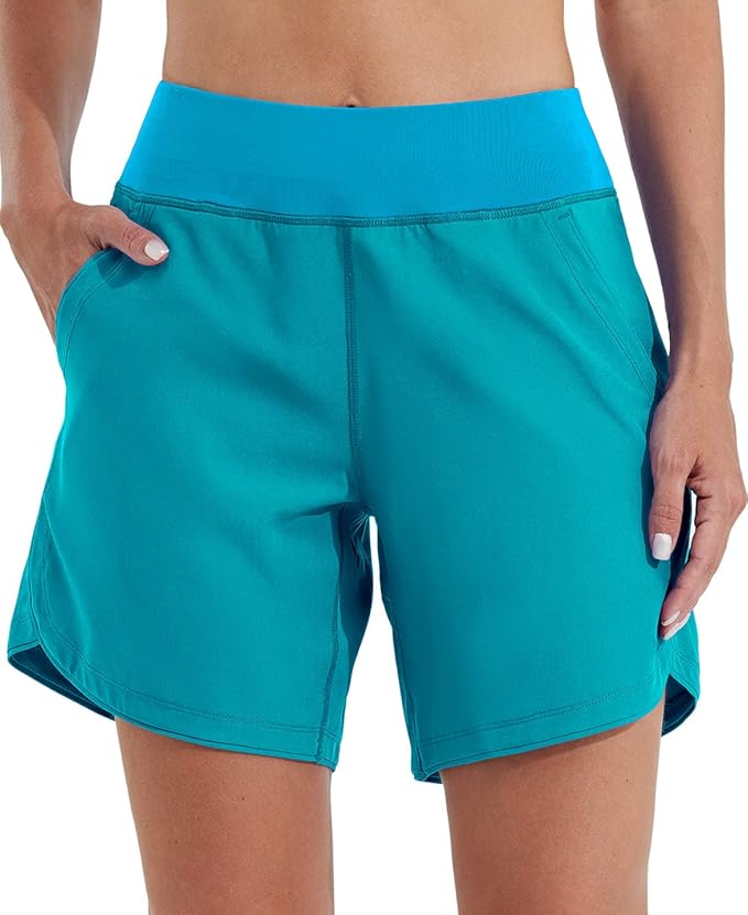 Willit Women's 7in Quick Dry Swim Board Shorts with Pockets