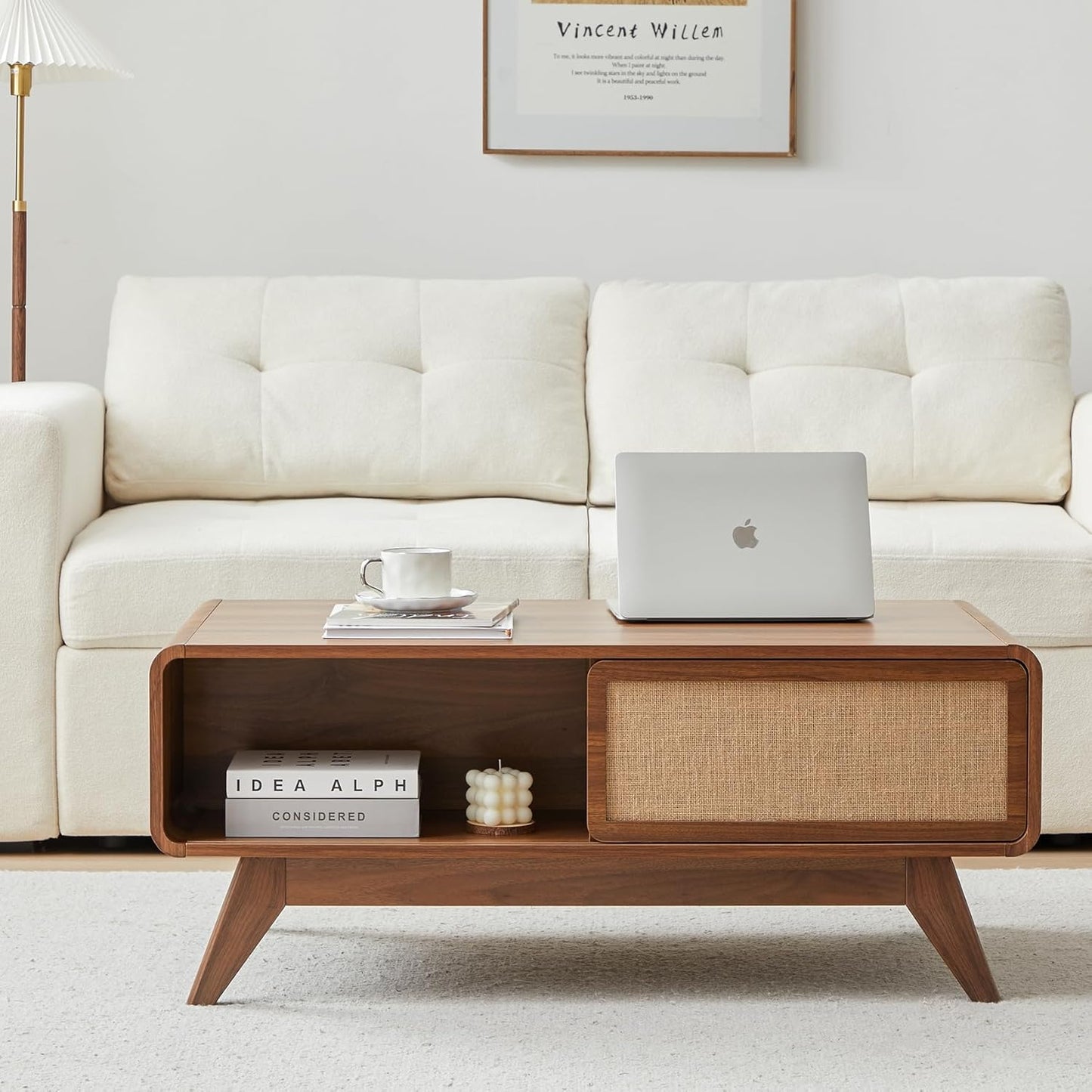 AVZEAR Farmhouse Coffee Table with Storage