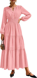 PRETTYGARDEN Women's Elegant Maxi Dress - Flowing Pockets & V Neck