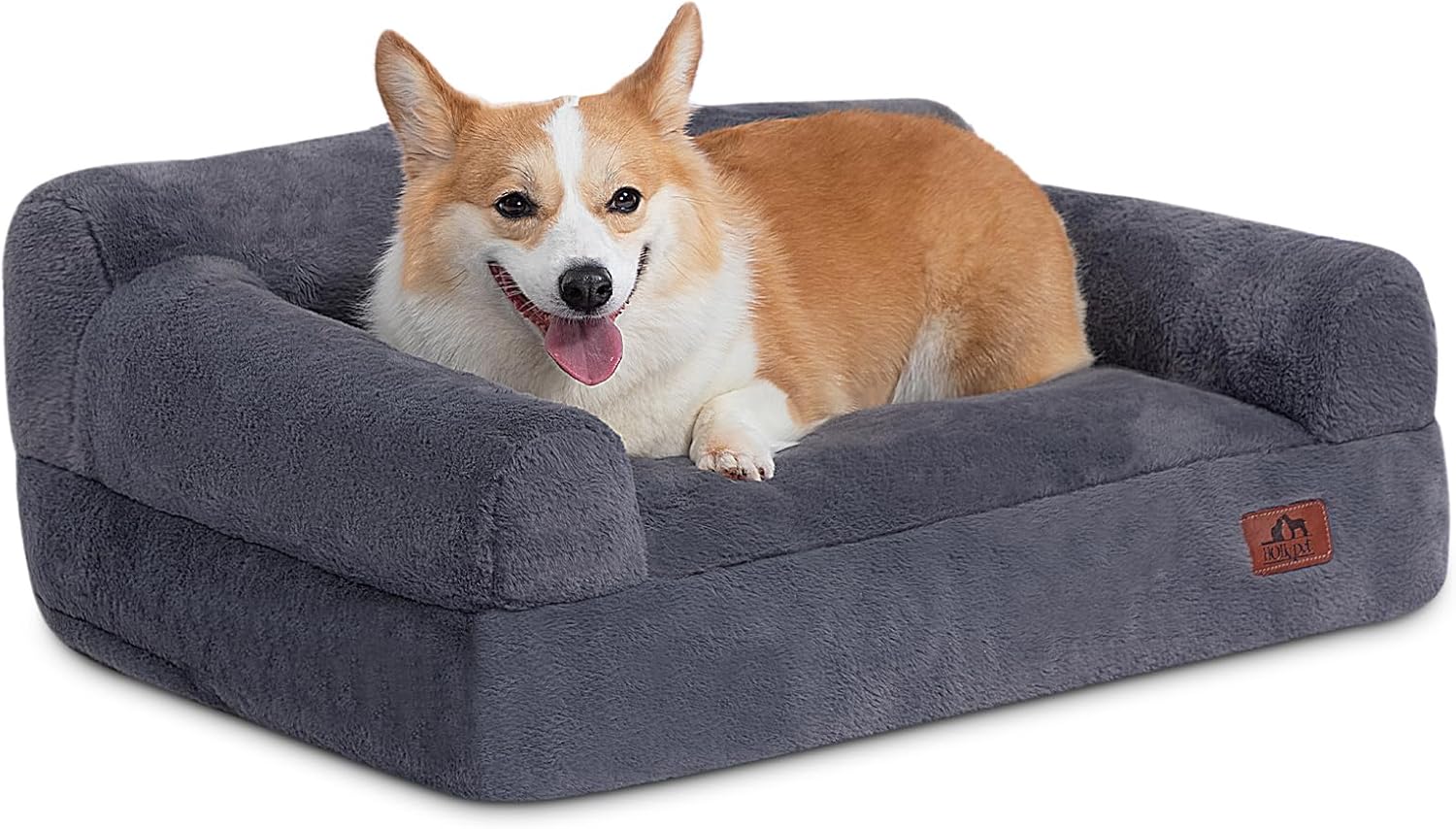Hollypet Fluffy Plush Dog Cat Couch Bed for Small Pets