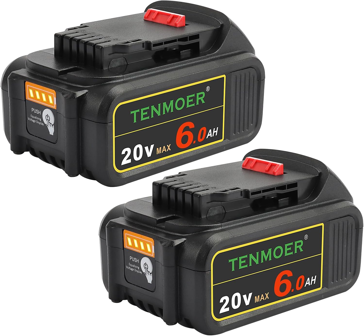 2 Pack 6.0Ah Replacement Dewalt 20V Max Battery for Power Tools