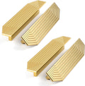 Gold Cabinet Pulls Brass Brushed Drawer Handles 4-Pack - Modern