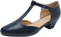 MAIERNISI JESSI Women's T-Strap Low Chunky Heel Mary Jane Pumps hugs