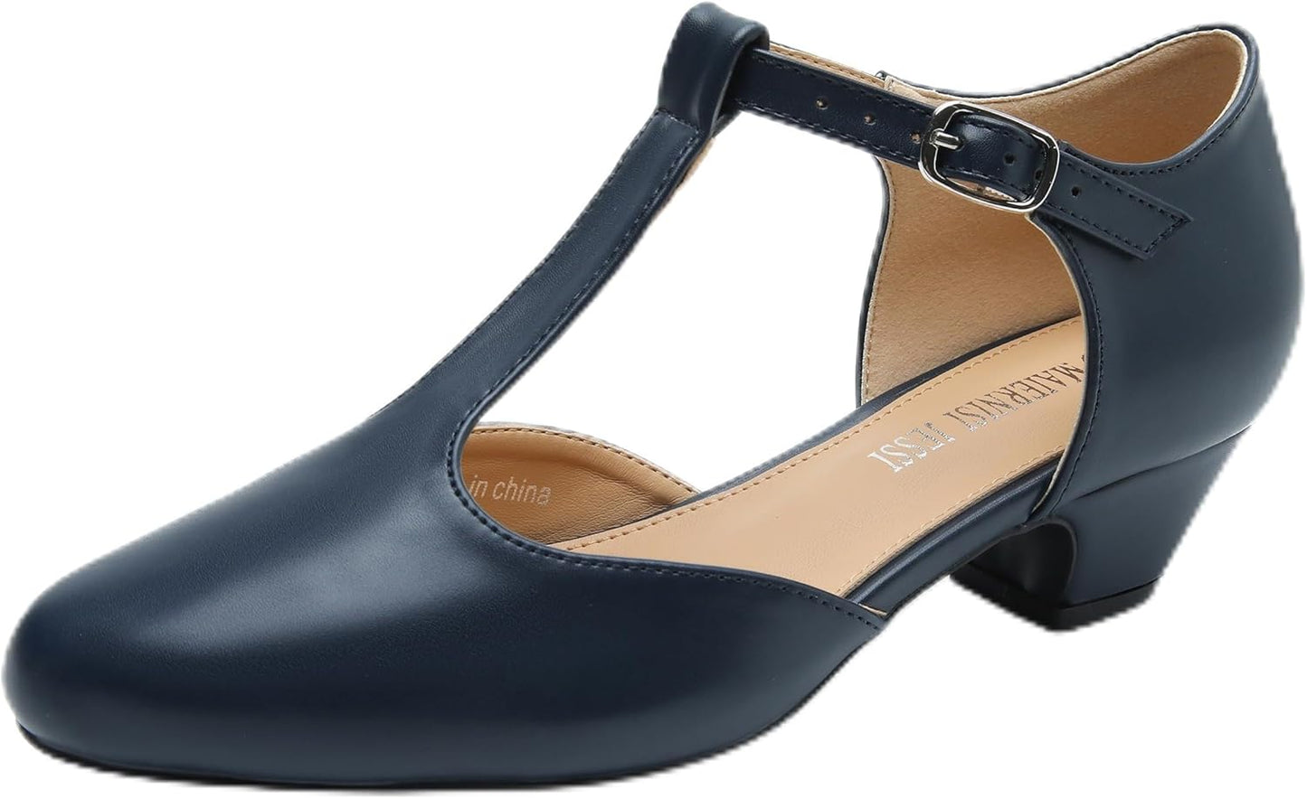 Stylish T-Strap Low Chunky Heel Mary Jane Pumps for Women