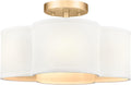 Gold Semi Flush Mount Ceiling Light 4-Light Fabric Shade - Farmhouse