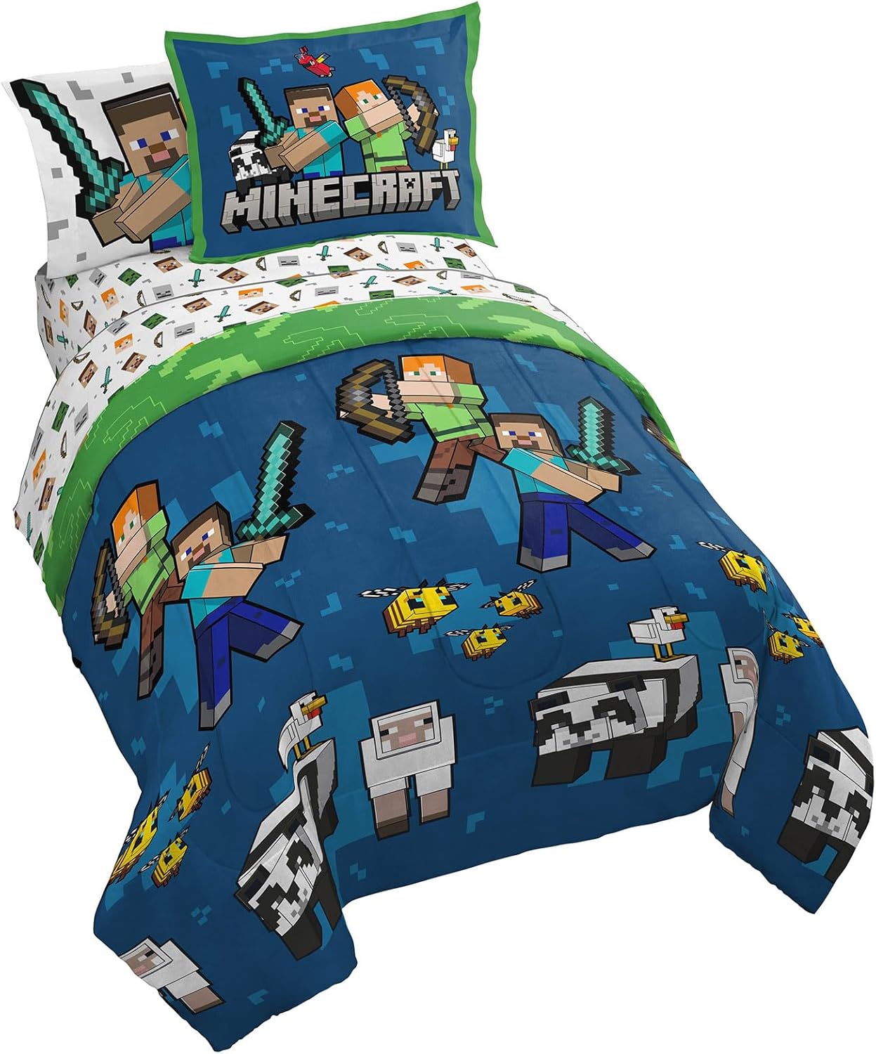 Minecraft Full Comforter Set - 7 Piece Bedding for Kids