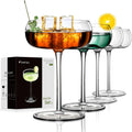 Round Coupe Glasses Unique Martini Glasses Set of 4 - 8 oz Crystal