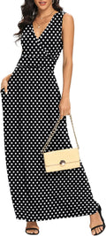 Women Sleeveless Deep V Neck Rayon Maxi Dress - Loose Comfortable Fit