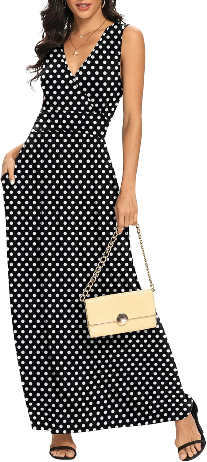 LILBETTER Women Sleeveless Deep V Neck Maxi Casual Dress Review
