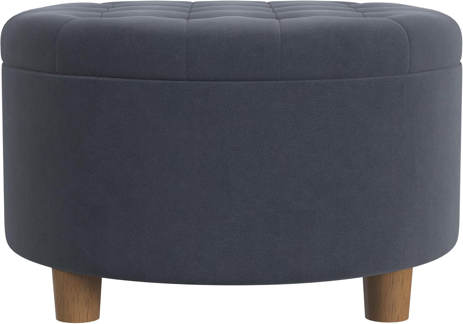 Button Tufted Velvet Round Storage Ottoman for Living Room