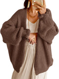 Saodimallsu Womens Oversized Open Front Chunky Knit Cardigan - Ruffle