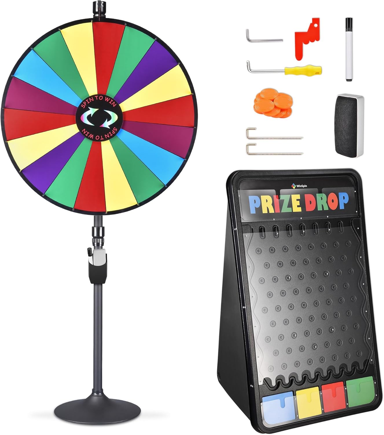 WinSpin 36 Inch Spinning Wheel & Prize Drop Game Board Set