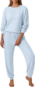 Ekouaer Waffle Knit Lounge Set for Women - Soft Long Sleeve 2-Piece