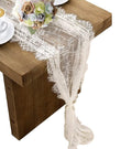 White Lace Table Runner 14 x 120 in Embroidered Boho - Elegant Decor
