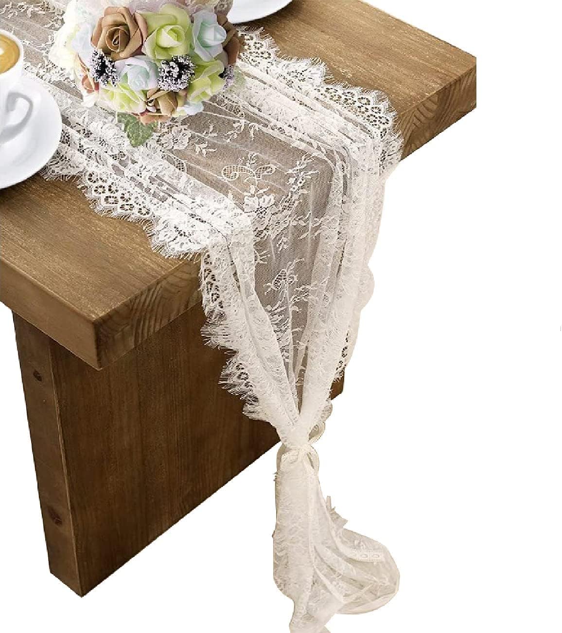 10 Pcs White Lace Table Runner for Elegant Wedding Decor