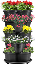 5 Tier Vertical Gardening Stackable Planter in Black - Space Saving