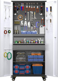 71 in Metal Garage Storage Cabinet with Wheels and Doors - Rolling