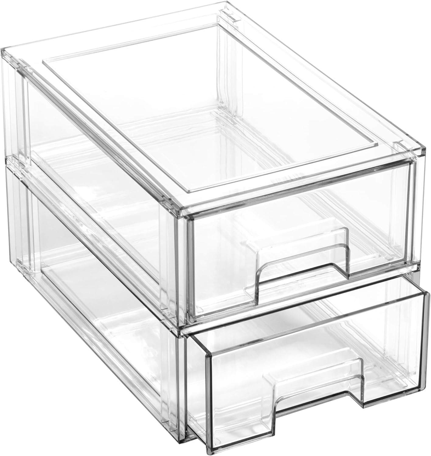 BINO Stackable Storage Drawers - Clear 2 Pack for Home Organization