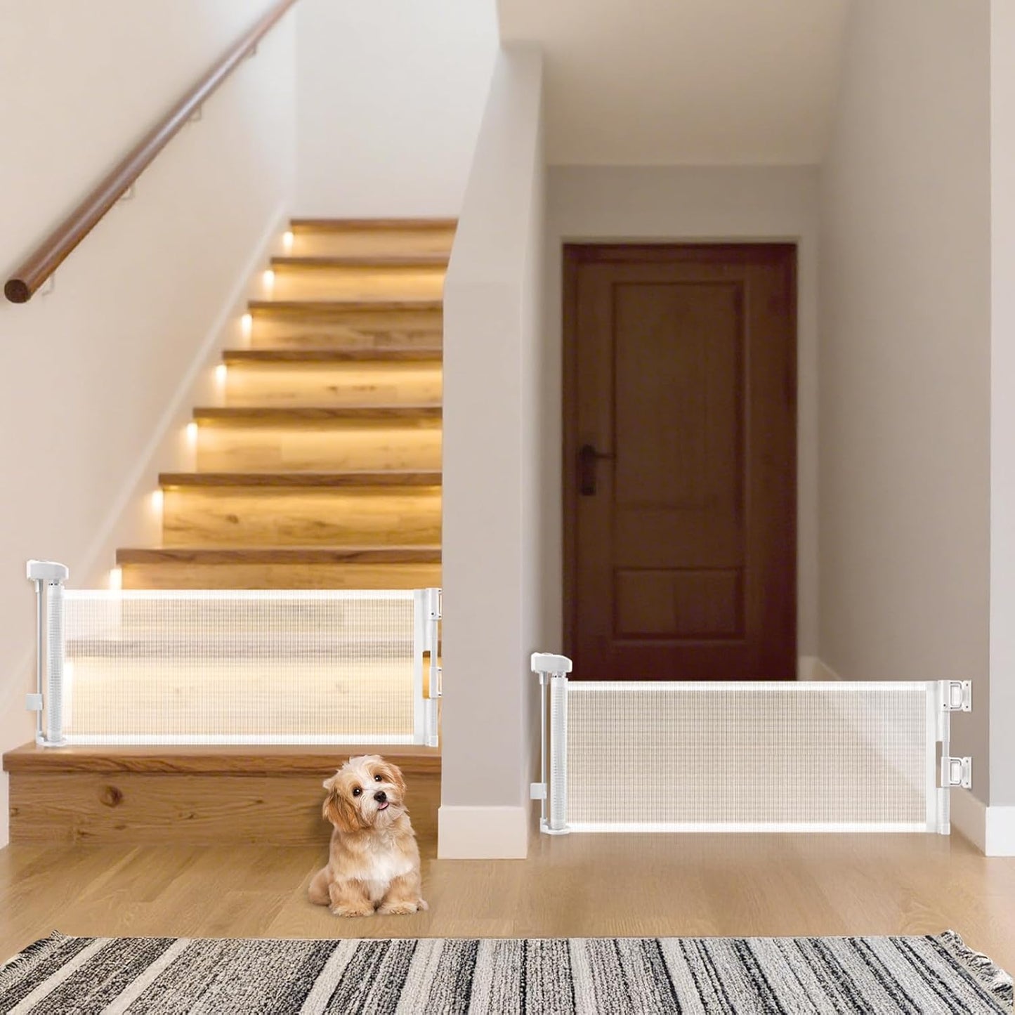 Retractable Short Dog Gate for Small Pets - 2 Pack Safety Gates