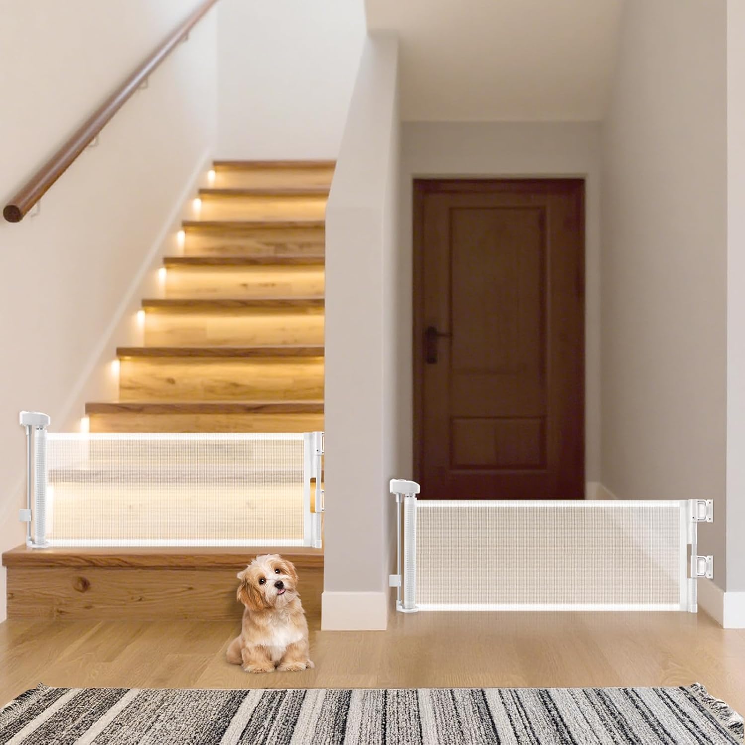 Retractable Short Dog Gate for Small Pets - 2 Pack Safety Gates