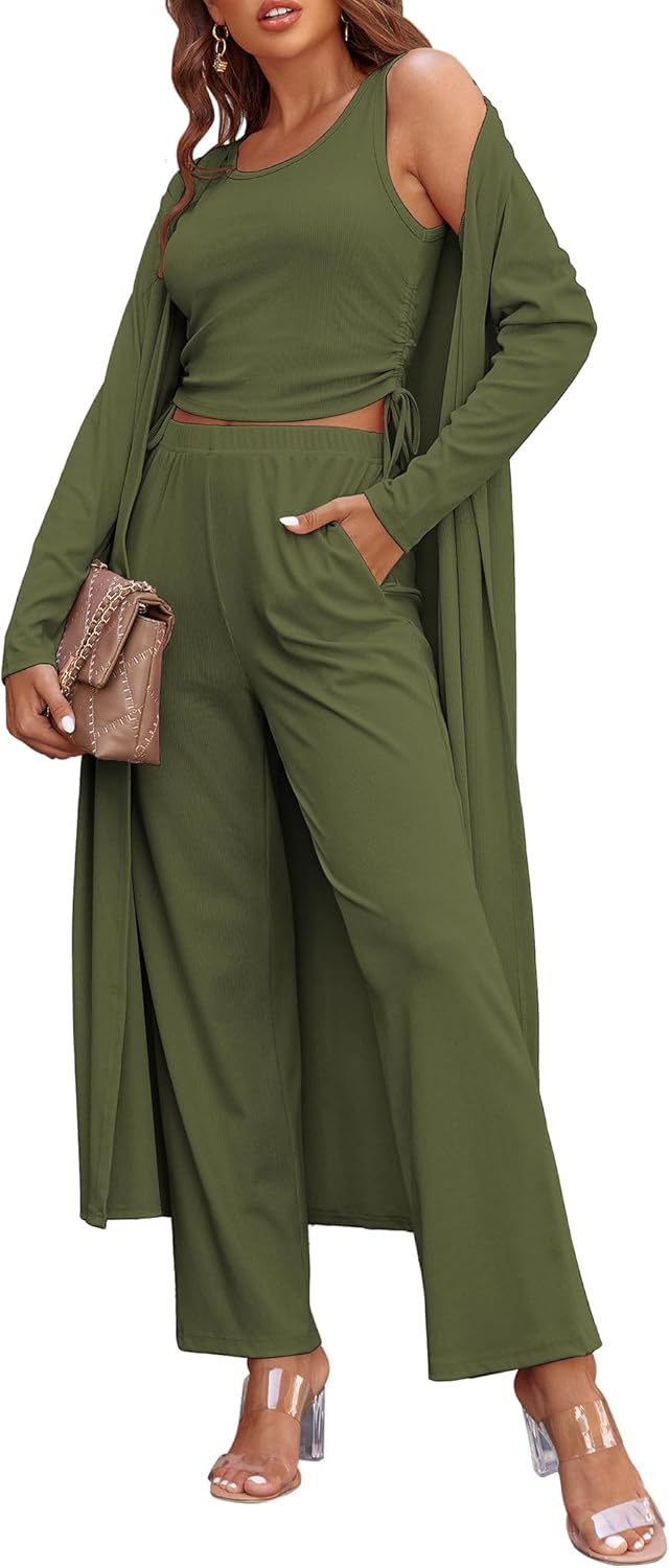 Ekouaer Women's 3 Piece Lounge Set for Comfort and Style